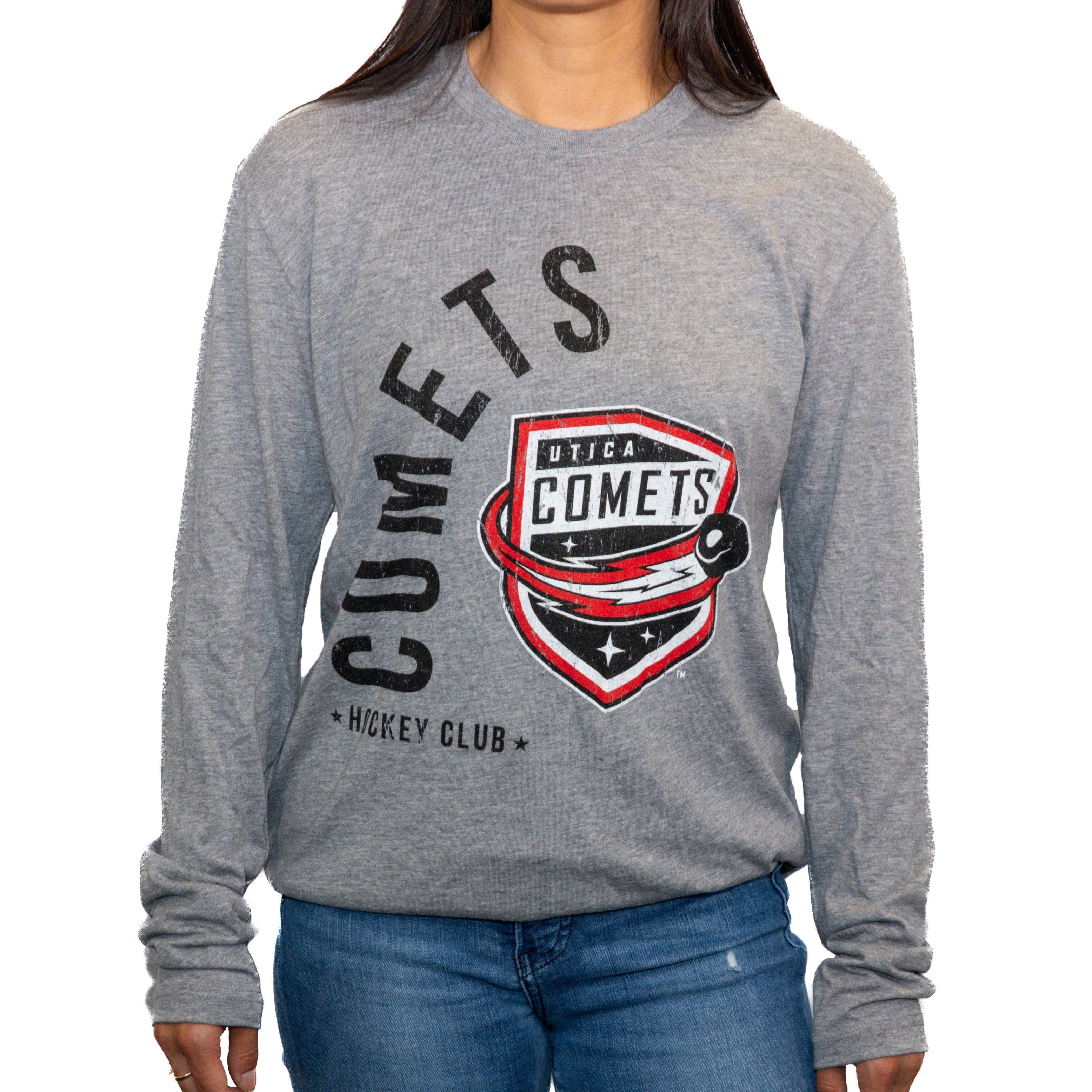 Utica Comets Unisex Grey 108 Stitches Wrap Long Sleeve Utica Comets