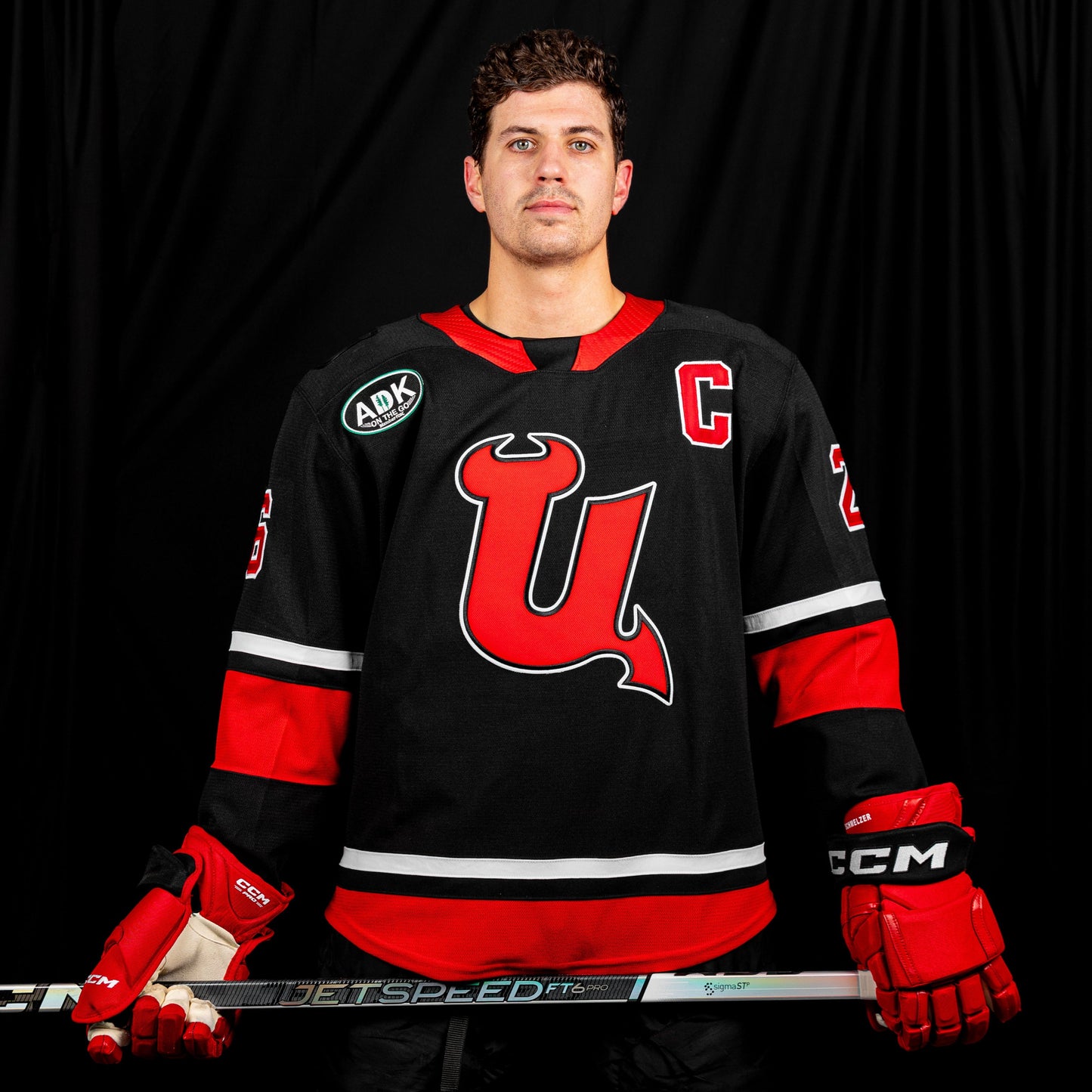 Utica Comets Black U Replica Jersey (Adult)