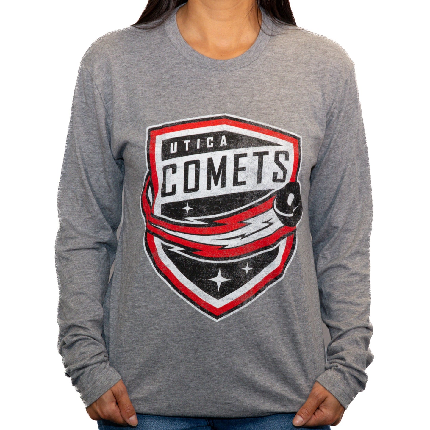 Utica Comets Unisex Grey 108 Stitches Razorback Long Sleeve