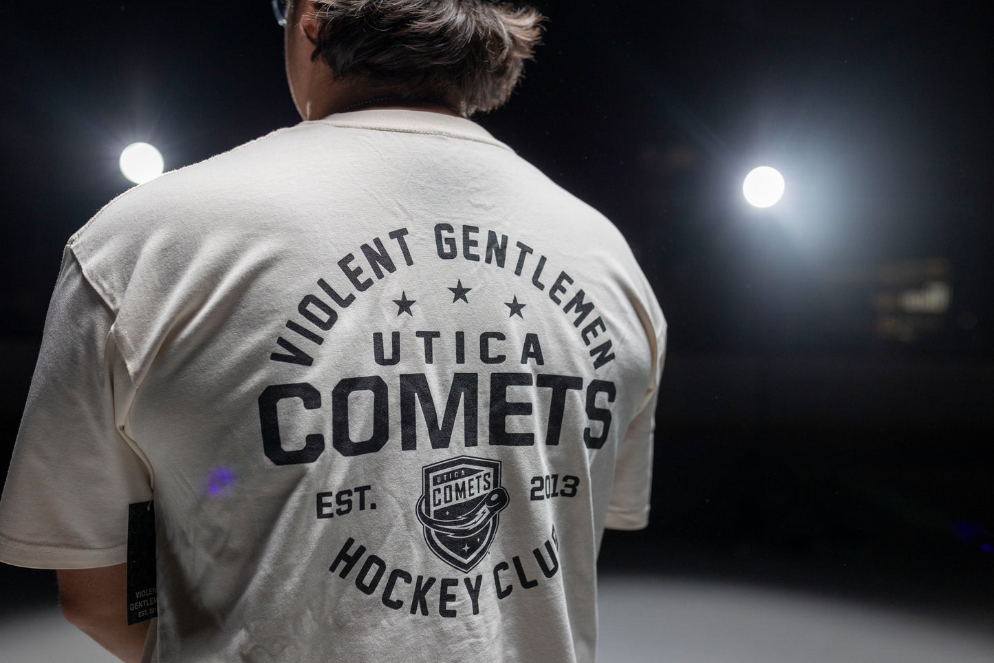 Utica Comets VG Vintage White Tee Shirt