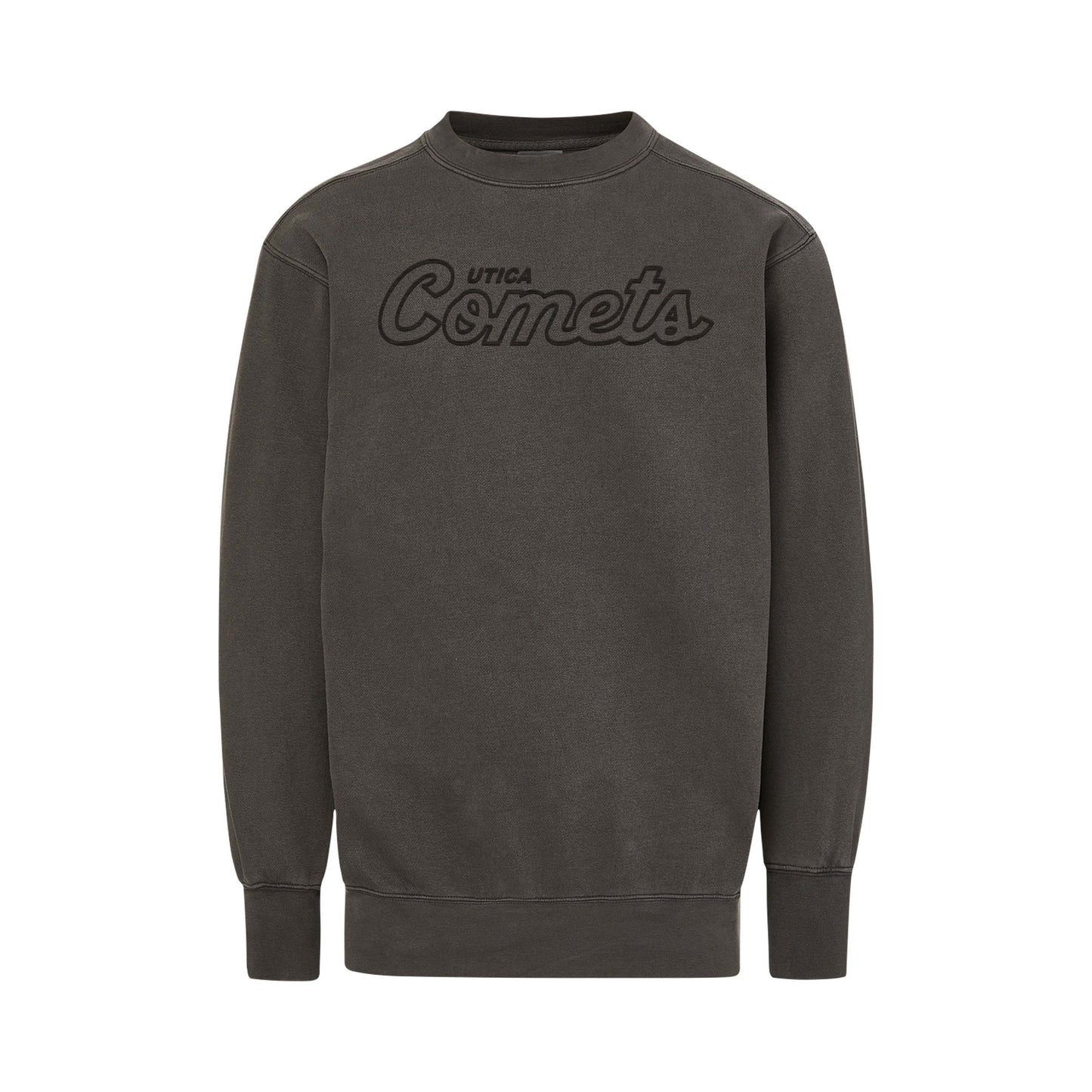 Utica Comets Black Embroidered Crewneck