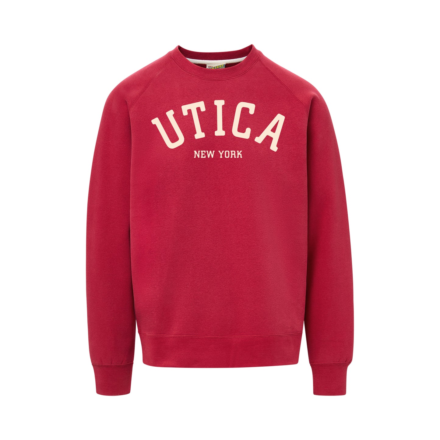 Utica Comets Red Felt Crewneck