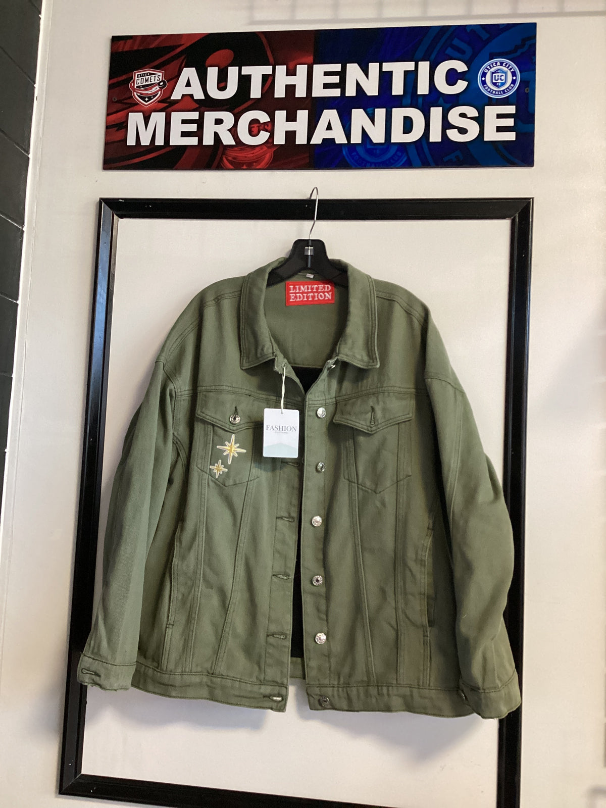 Utica Comets Custom Green Jean Jacket