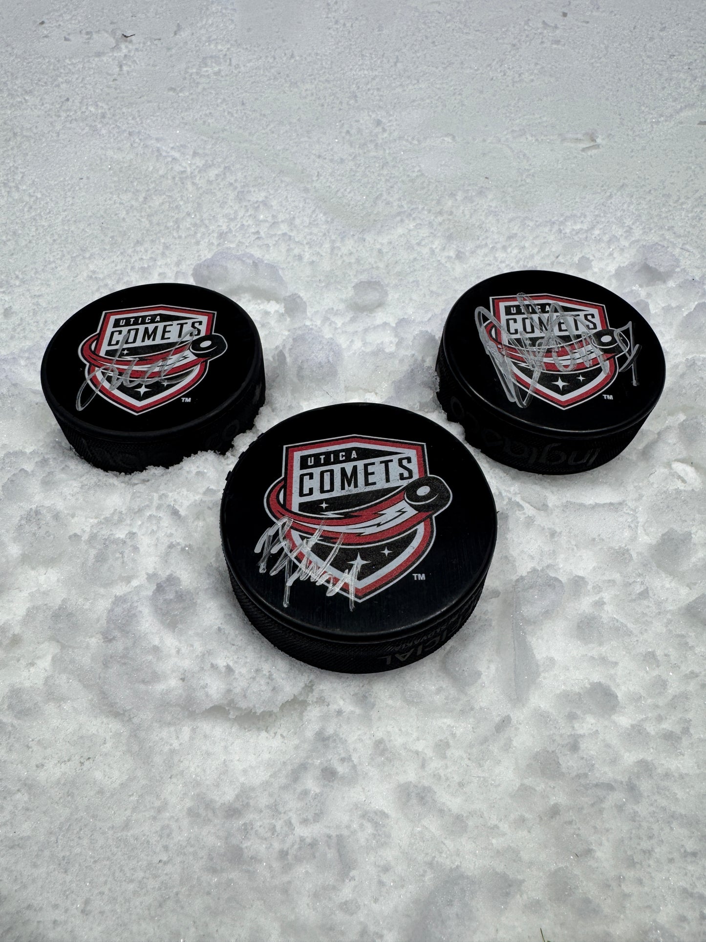 Utica Comets Mystery Signed Puck