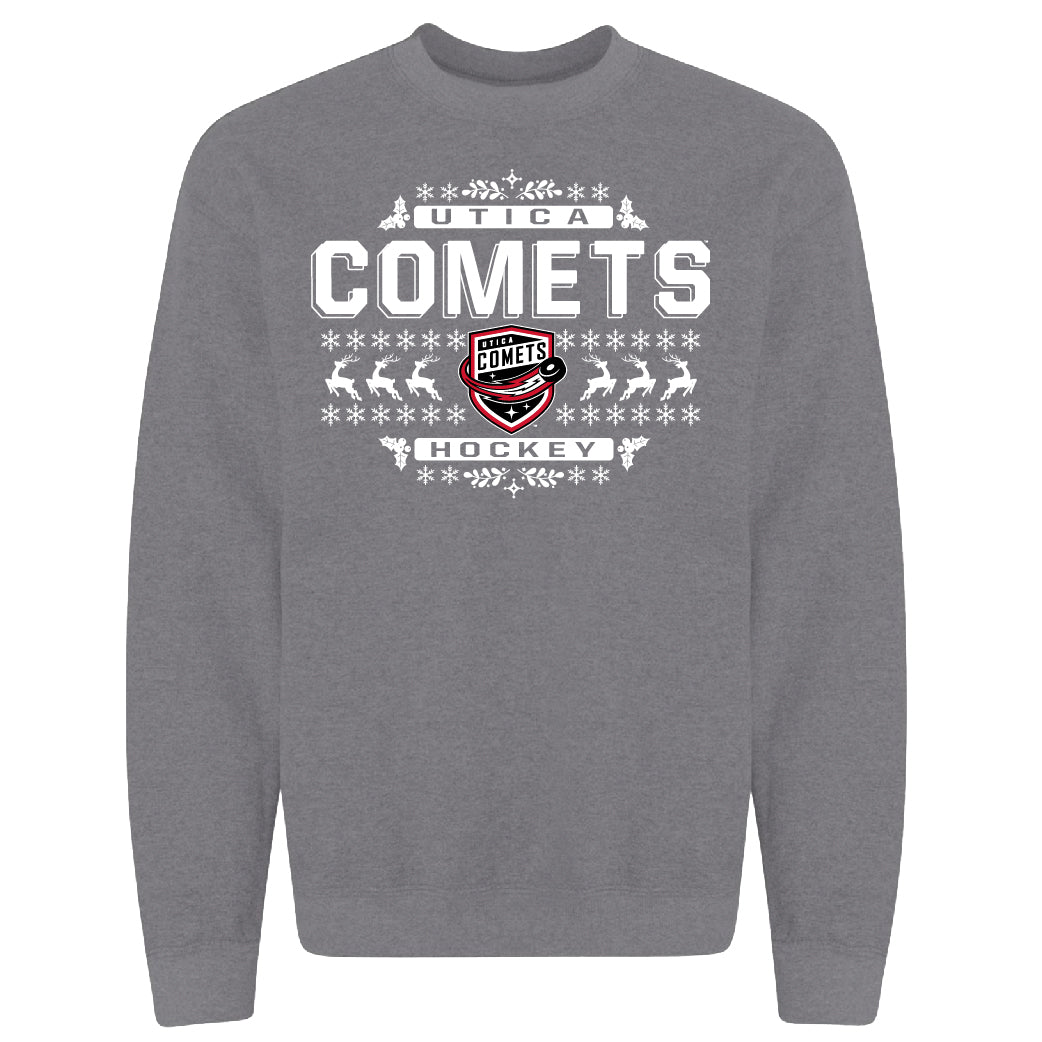 Utica Comets Gray Ugly Christmas Sweater Crewneck