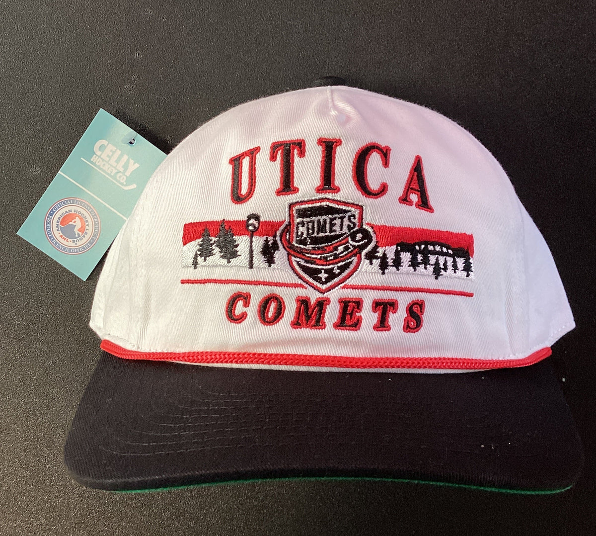 Utica Comets White Trees Celly Hat
