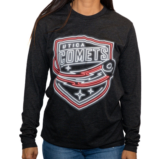 Utica Comets Unisex Black 108 Stitches Neon Long Sleeve