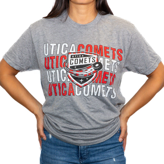 Utica Comets Unisex Grey 108 Stitches Repeater Tee