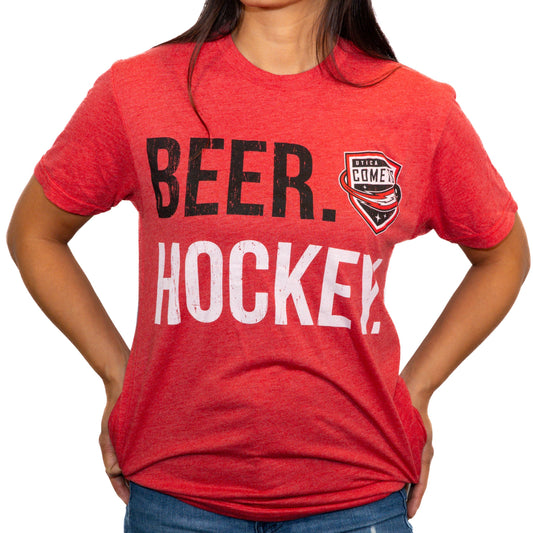 Utica Comets Unisex Red 108 Stitches Beer Hockey Tee