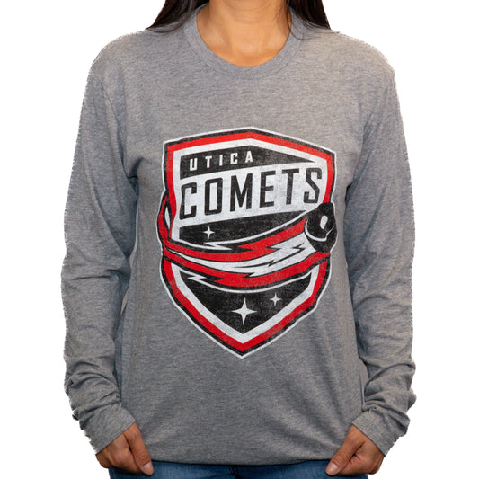 Utica Comets Unisex Grey 108 Stitches Razorback Long Sleeve