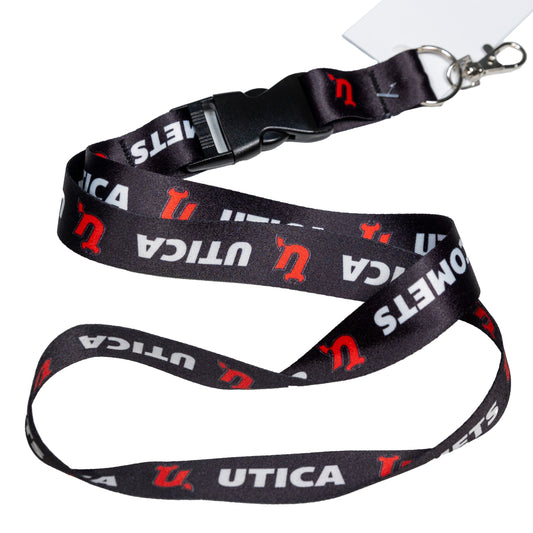 Utica Comets Black U Logo Lanyard