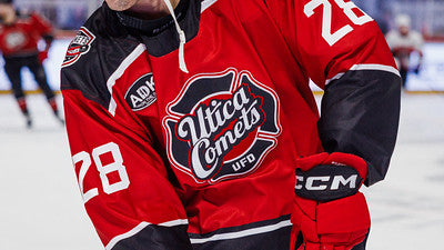 Utica Comets Gruden Red Fire Jersey