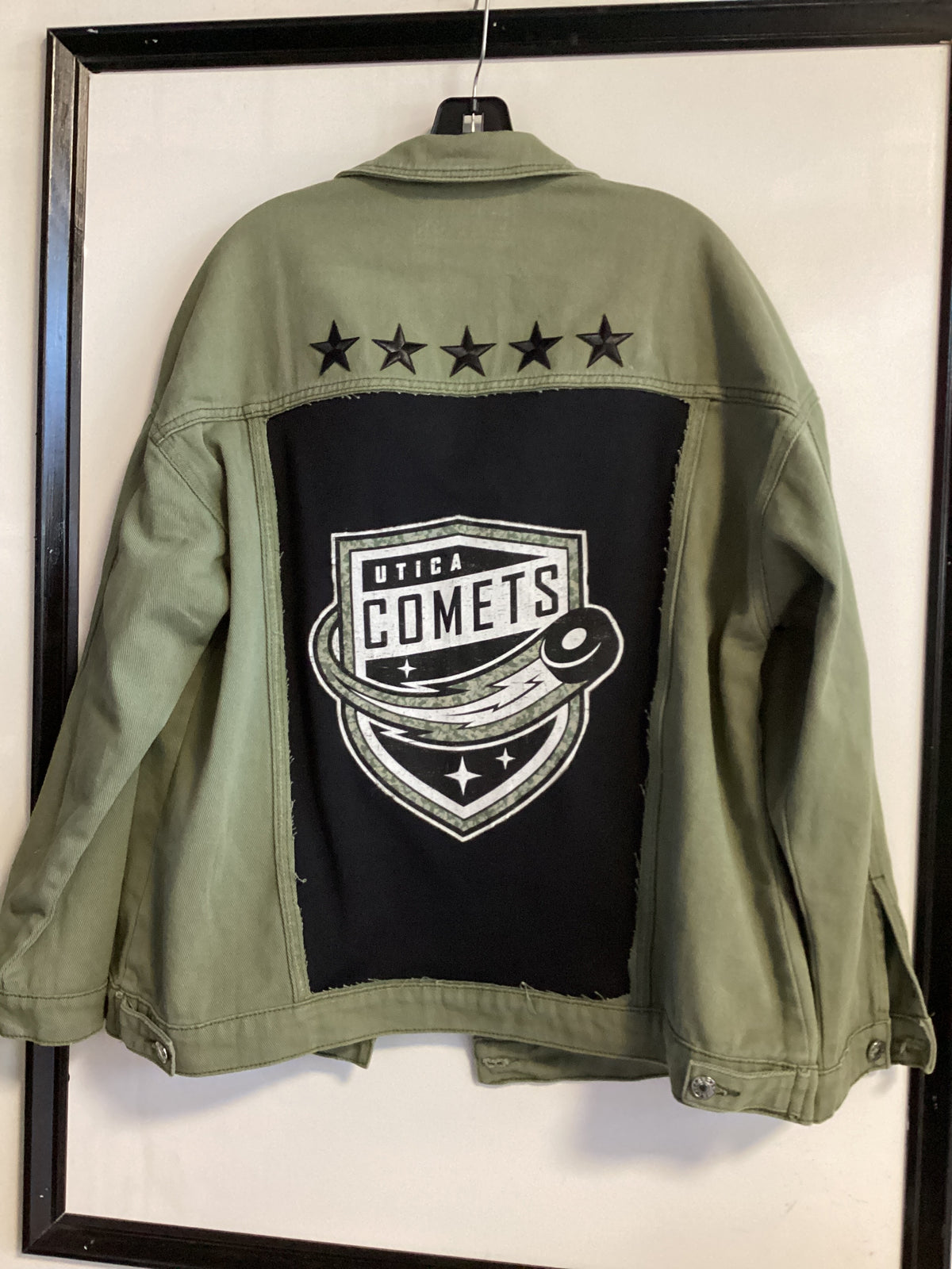 Utica Comets Custom Green Jean Jacket