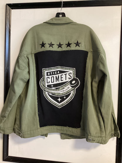 Utica Comets Custom Green Jean Jacket