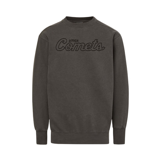 Utica Comets Black Embroidered Crewneck