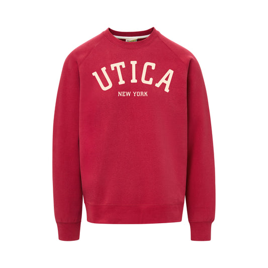 Utica Comets Red Felt Crewneck