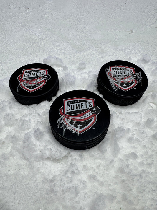 Utica Comets Mystery Signed Puck