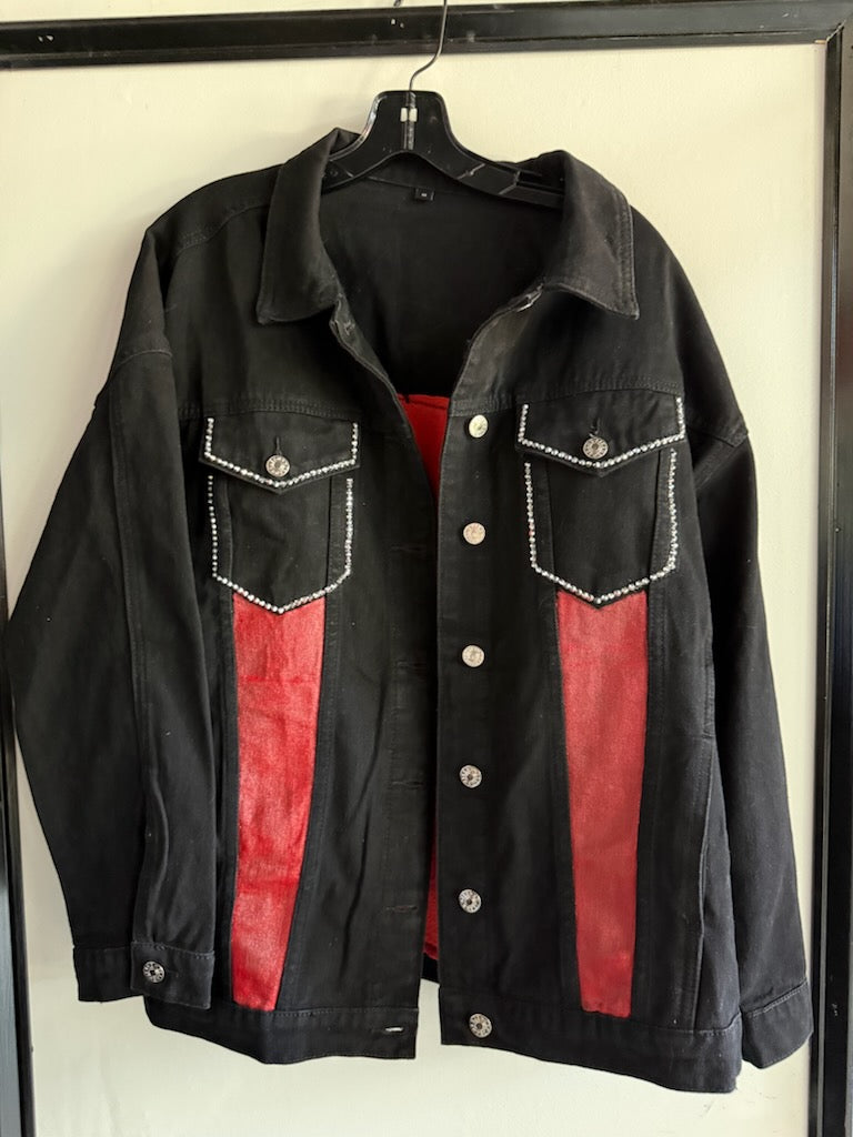 Utica Comets Black Custom Jean Jacket