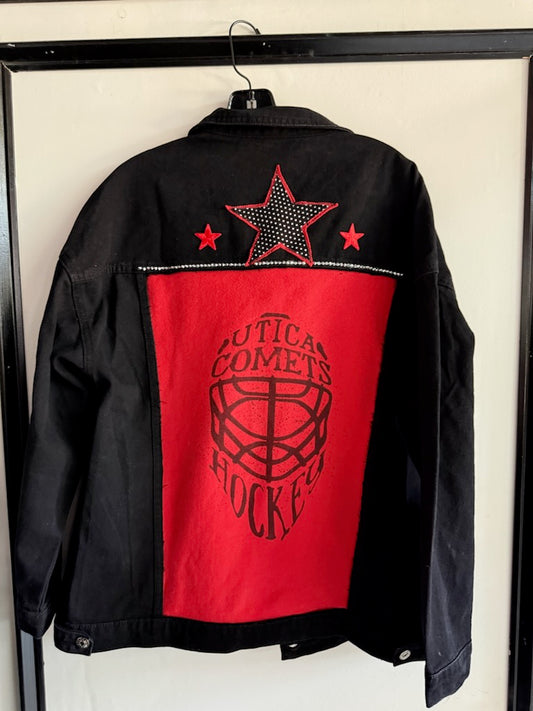 Utica Comets Black Custom Jean Jacket