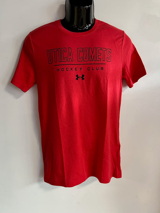 Utica Comets Performance UA Cotton Red SS Tee