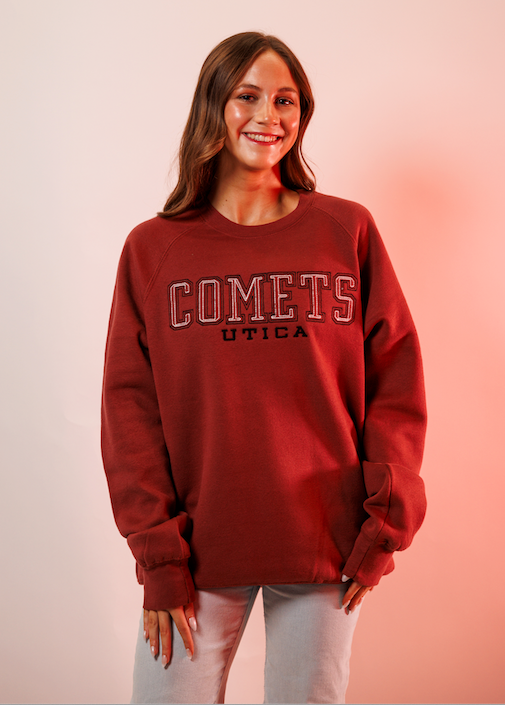Utica Comets Red Embroidered Crewneck
