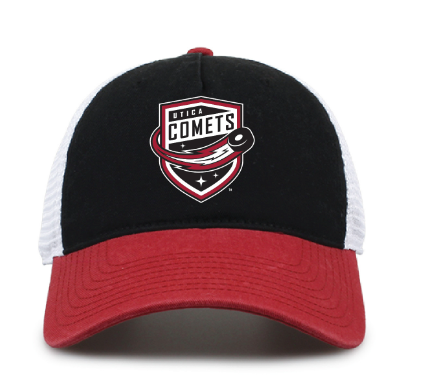Utica Comets Trucker White Back Hat