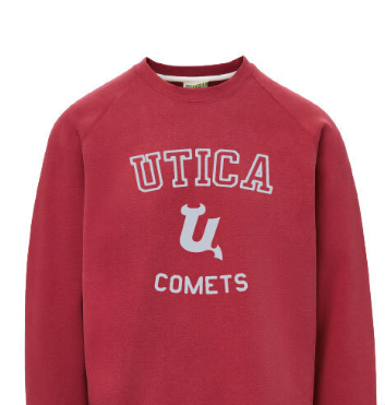 Utica Comets Red Flocked Crewneck Sweatshirt
