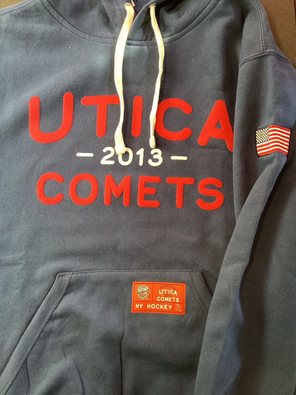 Utica Comets Vets Day Flocked Hoodie