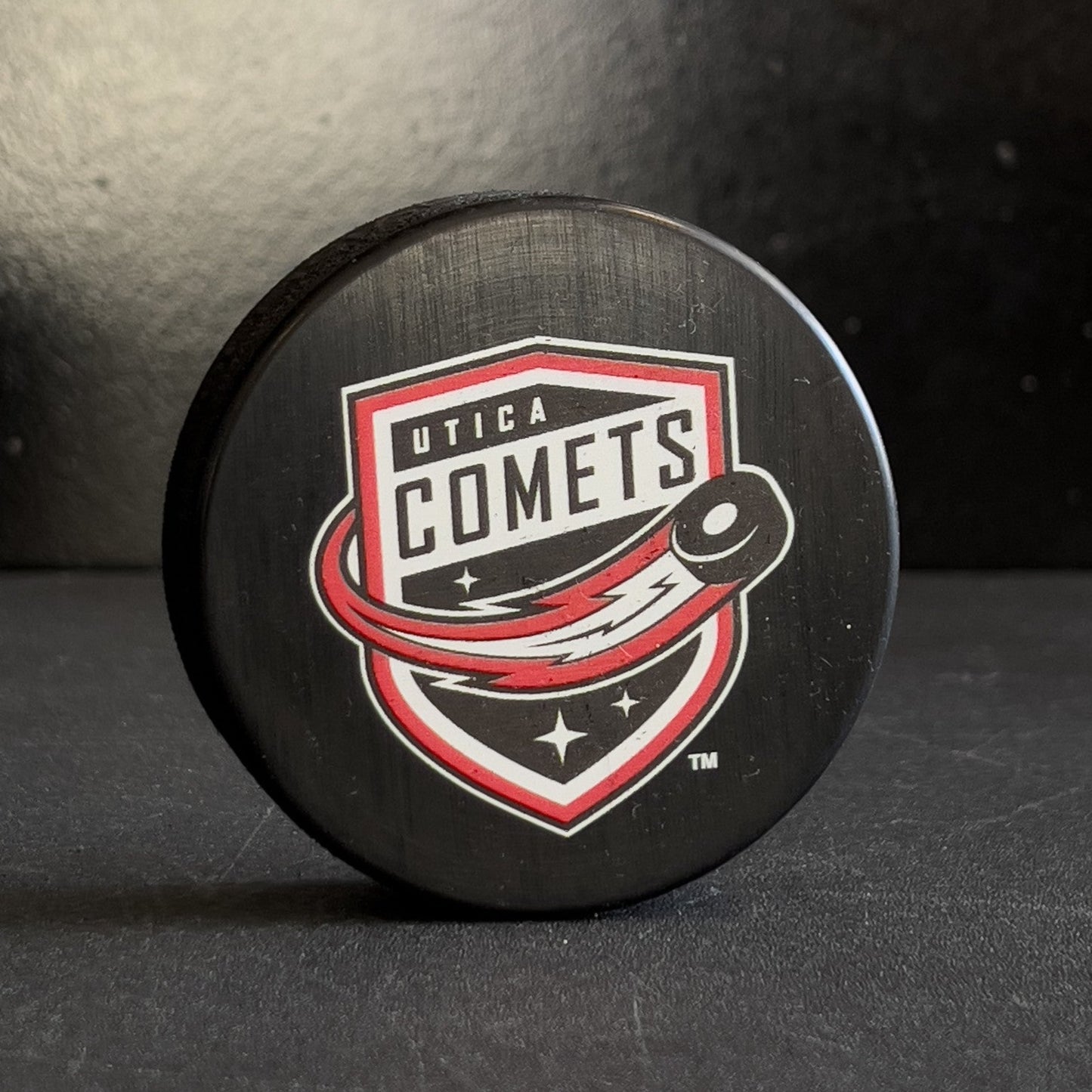 Utica Comets Shield Logo Puck